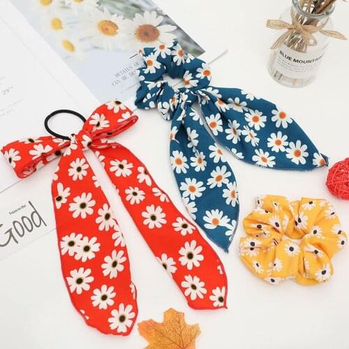 New fashion Bow Flowers All-match fresh large intestine ring Women girls Elastic Hair Bands hair accessoriesr Headwear