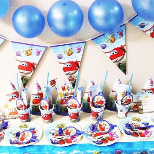 Super Wings Theme Party Supplies Disposable Tableware Paper Cup Plate Napkin Kids Birthday Baby Shower Balloon Party Decorations