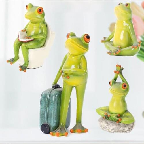 OlivesH Home Decor Creativity Resin Crafts Frog Decoration Travel frog Yoga Animal Decoration Bedroom Home Living Room escultura