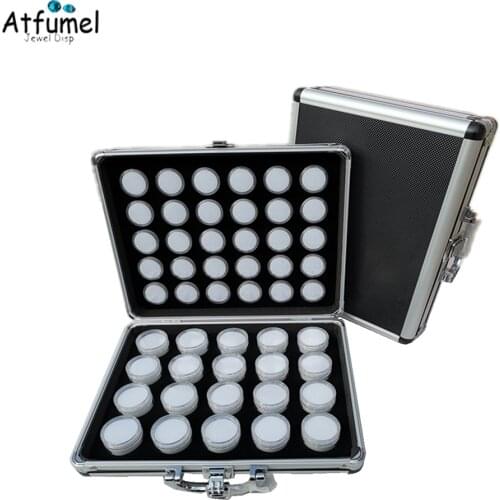 Metal Locked Frame Diamond Carry Travel Case With Diamond Box Gemstone Exhibition Storage Organizer Stone Jewelry Display Box