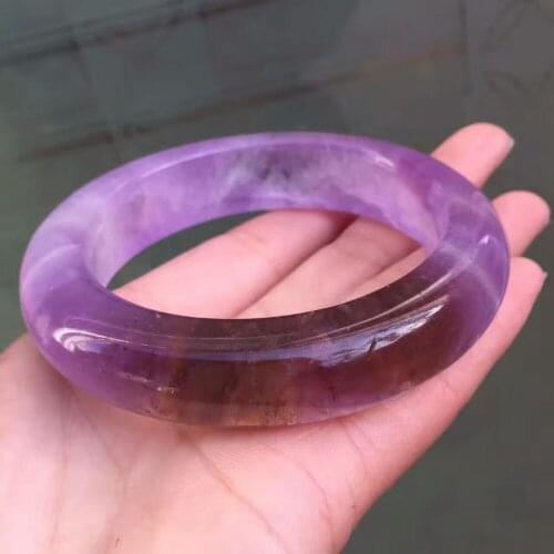 Genuine Natural Purple Yellow Crystal Woman Elegant Bangle AAAA Inner Diameter 60mm