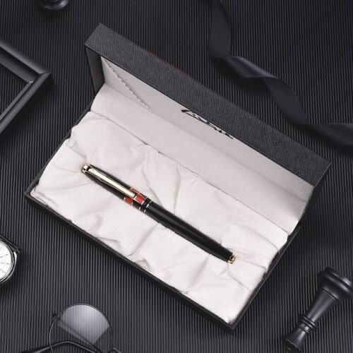 Promotion Fountain Pen Pimio 923 Luxury Pure Black and Gold Clip Fountain Pens with 0.5mm Iridium Nib Metal Ink Pens for Gift