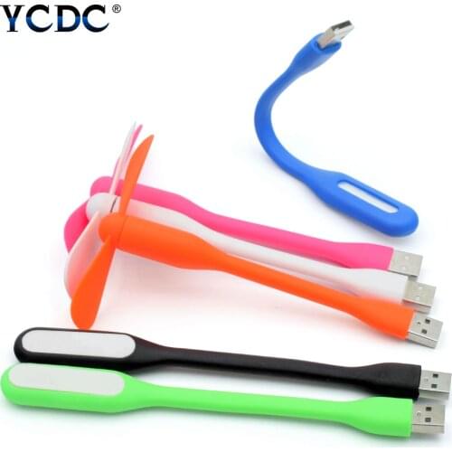 Creative Mini USB Adjustable Flexible Perfect Portable Mini Fan + USB Light Lamp for Power Bank Notebook Computer Summer Gadget