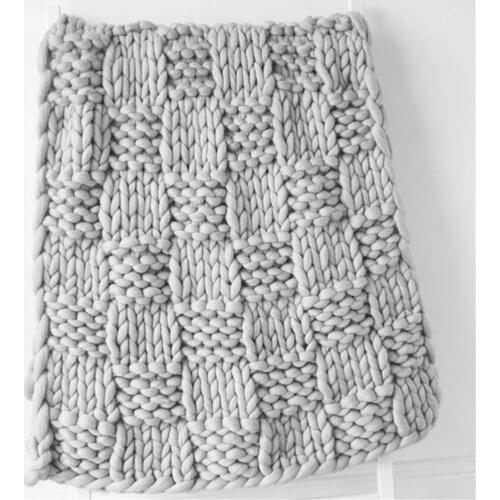 Dropshipping Chunky Knitted Blanket Winter Thick Bulky Knitting Blankets Handmade Large Big Sofa Bed Blanket Textiles