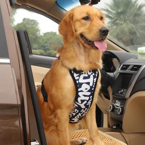 Adjustable Car Dog Safety Vest Harness with Safety Belt for Most Car, Travel Strap Vest with Car Seat Belt For Pets Dog