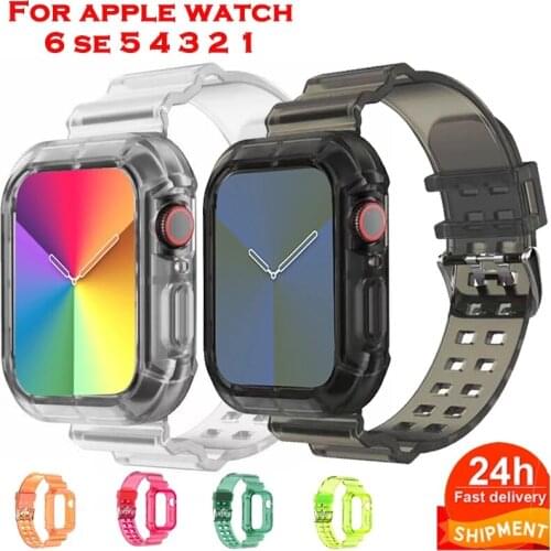Silicone Transparent straps for Apple Watch Band 6 5 4 38 40 42 44mm transparent strap for Iwatch Strap Series 6 se 5 4 3 2 1