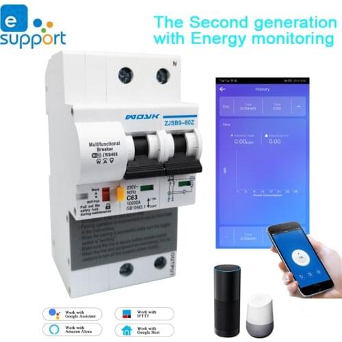 EWeLink WiFi 2P 63A Smart Circuit Breaker Switch with Energy monitoring Power Consumption Monitor Measurement Work With Alexa