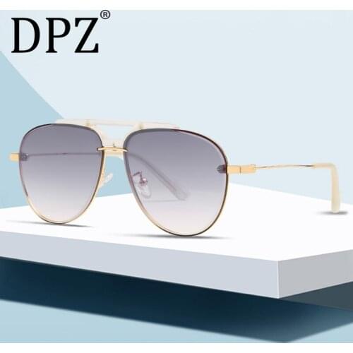DPZ New round frame mens retro fashion brand aviation sunglasses personality frameless women all-match sunglasses oculos de sol