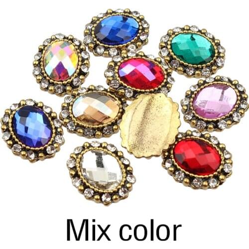 Nailart rhinestone Mesh Surface oval Alloy Antique gold Nail Art Decorations DIY Glitter Alloy Nails Tools
