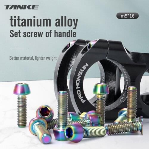 TANKE 6pcs Titanium Alloy Handlebar Stem Fixing Bolts M5x16 bicycle handle Screws Road Mountain Bike stem bolts cycling accessor