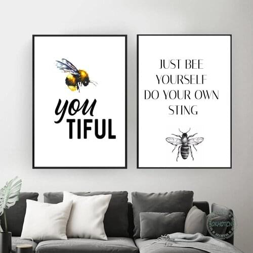 Inspirational Quote Poster and Print Be Happy/crazy You Tiful Letter Canvas Painting Wall Art Just Be Yourself Pictures
