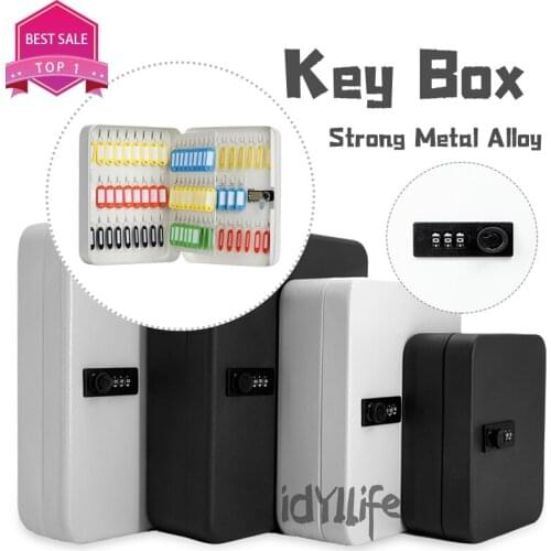 Key Safe Box Security Office Combination Lock Storage Cabinet Metal Car Password Resettable Code Wall Mounted Organizer Lockable