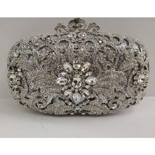 Women Wedding Party Bag Diamonds Crystal Clutches Bags Hollow OutMetal Minaudiere Handbag and Purse Ladies Clutch Wedding Bag