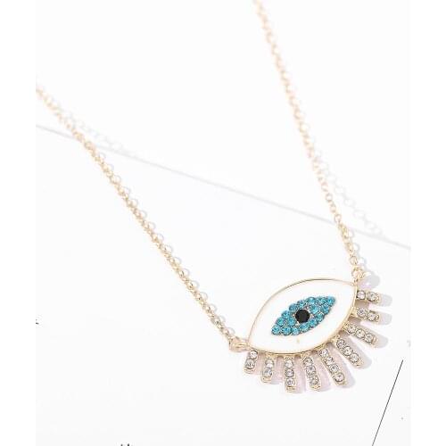 Boho Vintage Crystal Crystal Enamel Eye Necklace Rhinestone Filled Evil Eye Necklaces For Women Bohemian Gold Choker Necklaces