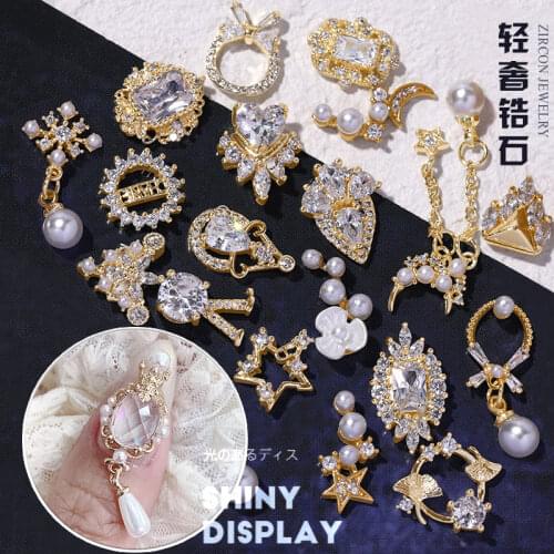 1Pc Luxury Charm Zircon Crystal Nail Rhinestone Decorations Shinning 3D Alloy Nail Art Ornaments for a Manicure Accessories Tool