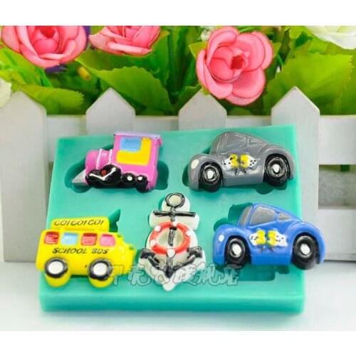 1pcs Cartoon Cars 3D Silicone Soap Mold Fondant Cake Decoration Tools Pastry Chocoalte Puddy moule gateau Patisserie reposteria