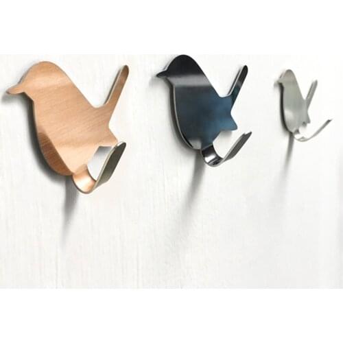 2Pcs Self Adhesive Hooks Bird Pattern Storage Holder for Bathroom Kitchen Hanger Stick on Wall Hanging Door Clothes Towel Racks