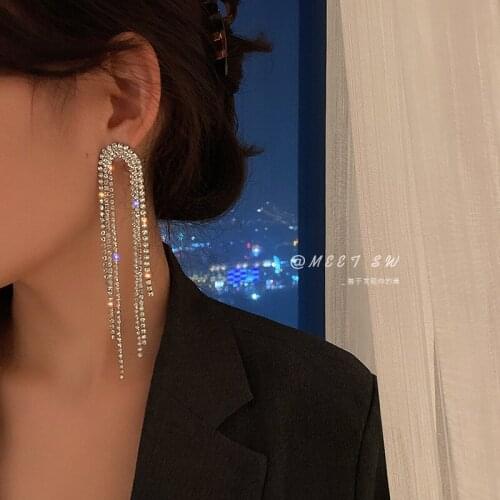 2021 New Arrival Alloy Trendy Bowknot Women Dangle Earrings Korean Stud Earring Balck Sweet Crystal Female Elegant Ear Jewelry