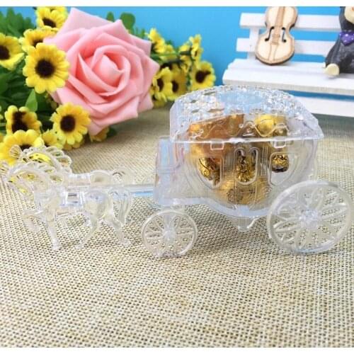 300pcs Fairy Tale royal carriage candy box transparent wedding favor boxes gift box sweet box