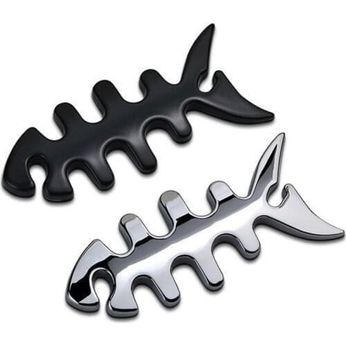 3D Meta Fish Bones Car Accessories Stickers Body Side Fender Rear Trunk Emblem Insignia For Ford Peugeot Audi Bmw Nissan Toyota