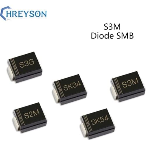 50Pcs SMD Rectifier Diode S3MBF S2M S3M SK34 SK36 S3G SK54 3A 50V 100V 200V 400V 600V 800V 1000V DO-214AA SMB