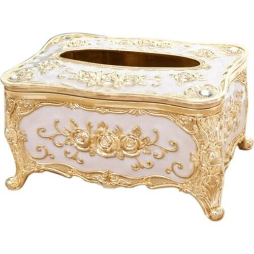 Acrylic Tissue Box Universal Luxury European Paper Rack Office Table Accessories Home Office KTV Hotel Car Case Holder Gold