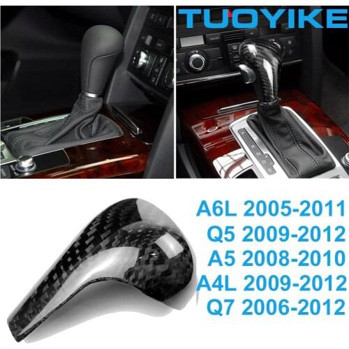 Car Styling Real Carbon Fiber Central Gear Shift Knob Cover Interior Trim Sticker For Audi A6L Q5 A5 A4L Q7 2005-2012 Accessory