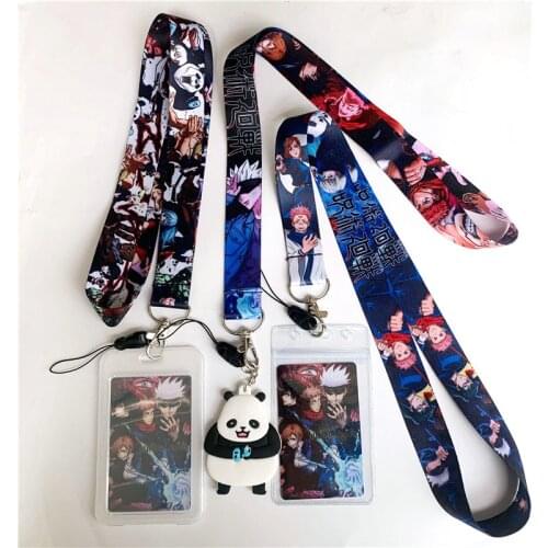Cartoon Yaga Masamichi Pan Da Jujutsu Kaisen Key Lanyard ID Badge Holder Phone Neck Strap Anime Key Chain Keychain Accessories