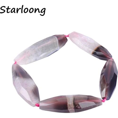 Top quality semi-precious Chamfer faceted Shuttles Natural stone stripes agata beads DIY jewelry making for necklace