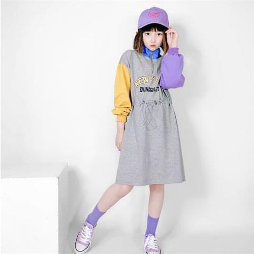 Kids Girls Hoodie Skirts 8 10 years Long Sleeve Fashion Dress Stand collar 2021