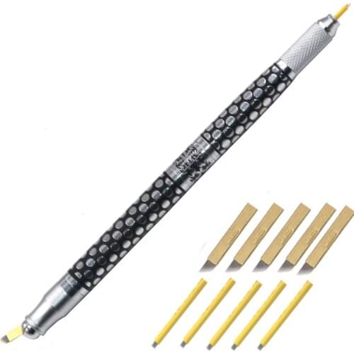 Double Heads Microblading Pen Tattoo Machine for Permanent Makeup Eyebrow Tattoo Manual Pen Needle Blade Cosmetic Both Crystal