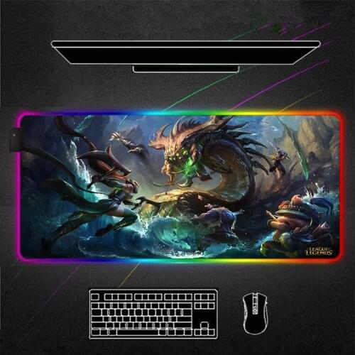 League of Legends nashor RGB Mouse Pad Gamer Accessories Large LED MousePad XL Gaming Desk Mats Mouse Mat Best Seller Computer