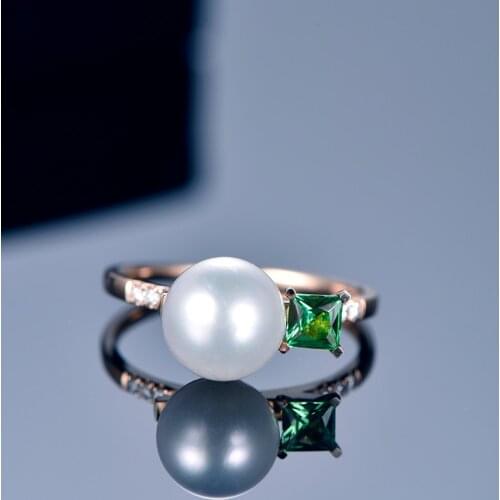 Pearl diamond grandmother emerald female ring senior jewelry family friends birthday party jewelry custom gifts