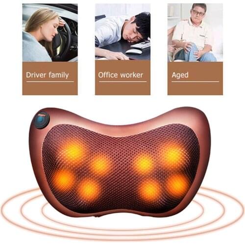 Massage Pillow with Elastic Massage Ball Relax Vibrator Electric Shoulder Back Heating Kneading Infrared Therapy Tools