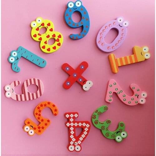 Cute Sticker Fridge 15pcs Fridge Magnets Early Learning Educational Toys Wooden Math For Childrens colorful Free Shipping 40p