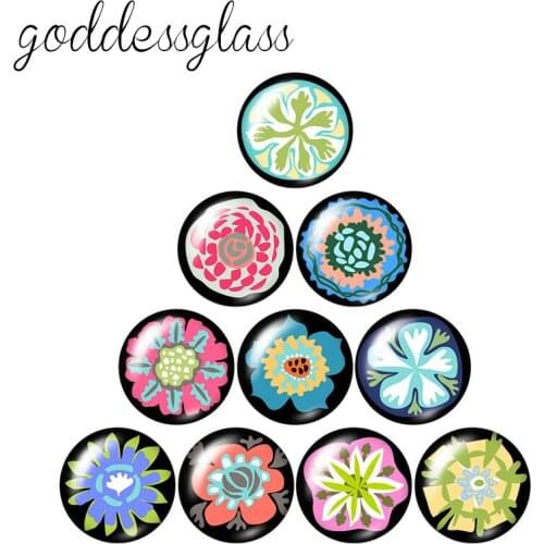 Fashion Beauty Painting Flowers 10pcs 12mm/18mm/20mm/25mm Round photo glass cabochon demo flat back Making findings ZB0982