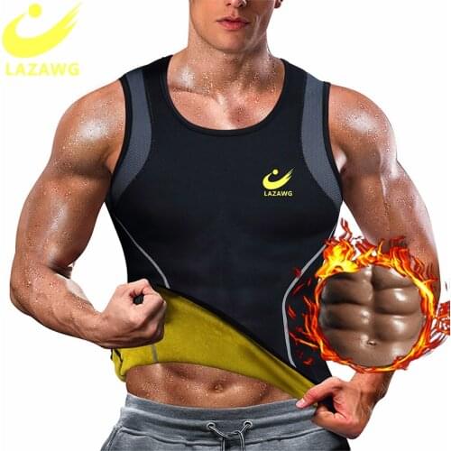 LAZAWG Mens Sauna Sweat Suits Gym Body Shaper Slimming Underwear Waist Trainer Sweat Vest Underwear Fat Burner Workout Tank