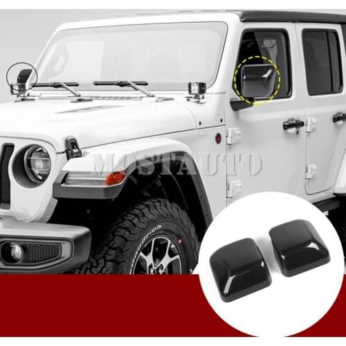For Jeep Wrangler JL Carbon Fiber Look Rearview Mirror Trim Cover 2018-2019 2pcs Car Accessories Interior Car Decor Car Trim