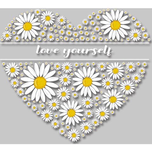 Daisy Love Heart Character Patch for Clothing Heat Transfer printing Stickers on fabric Iron-on Transfers