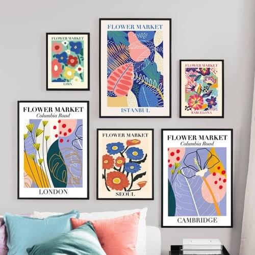 Wall Art Canvas Painting Flower Market London Tokyo City Abstract Nordic Posters And Prints Wall Pictures For Living Room Decor
