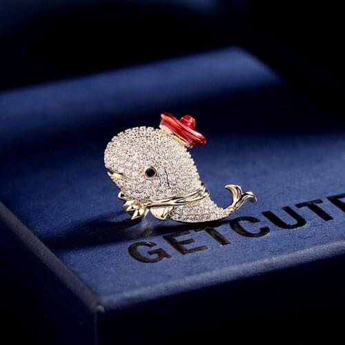 Japanese And Korean New Cute Little Dolphin Brooch Micro-Inlaid Gem Exquisite High-End Marine Creature Brooch Suit Cardigan Deco