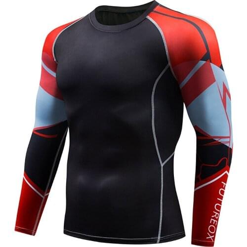 New Mens Sports Fitness Clothing Quick-drying Moisture Wicking Fitness Outdoor Running Flower Arm Tights T-shirt for Running