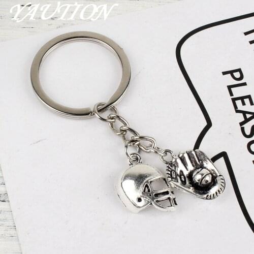 New Fashion Keychain Mini football and Baseball Pendants DIY Men Jewelry Car Key Chain Ring Holder Souvenir For Gift