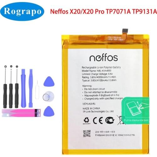 New Original 4100mAh NBL-43A4000 Replacement Battery For TP-Link Neffos X20/X20 Pro TP7071A TP9131A Mobile Phone + Tool