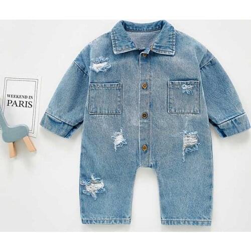 Autumn New Toddler Baby Girl Boys Denim Romper Fashion Long Sleeve Romper Infant Jumpsuit Outfits Clothes