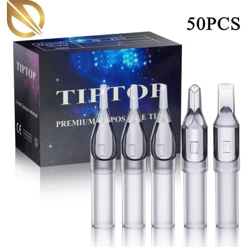 50pcs Disposable Tattoo Tips 5RT Tattoo Tips Kits for Tattoo Needles Round/Flat Sterilize Plastic Tattoo Tips Tattoo Supplies