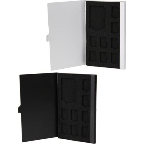 Monolayer Aluminum 1SD+ 8TF Micro SD Cards Pin StorageBox Case Holder