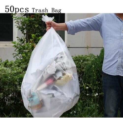 50pcs Trash Bags Large Capacity Trash Bag Disposable Thickened Storage Bags Clear Recycling Bin Liners Bags Plastic Refuse Sacks
