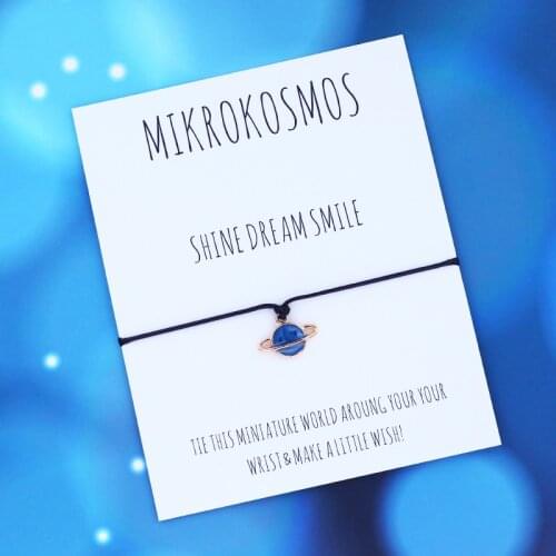 Make A Wish Planet Wish Bracelet Star Planet Celestial Space Charm Adjustable Bracelet for Women Men Friendship Space Gift