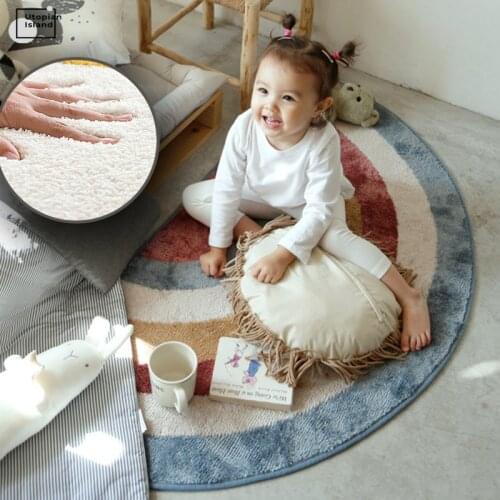 Rainbow Fluffy Baby Carpet Semicircle Plush Rugs Entrance Door Furry Mat Bath Mat Children Kids Carpet For Living Room Modern